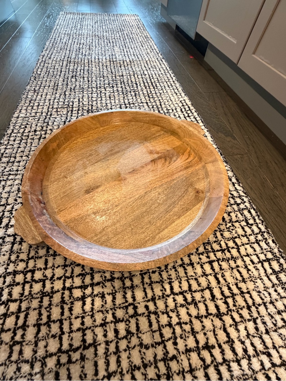 Hearth & Hand Round Wooden Serving Tray in Warm Brown